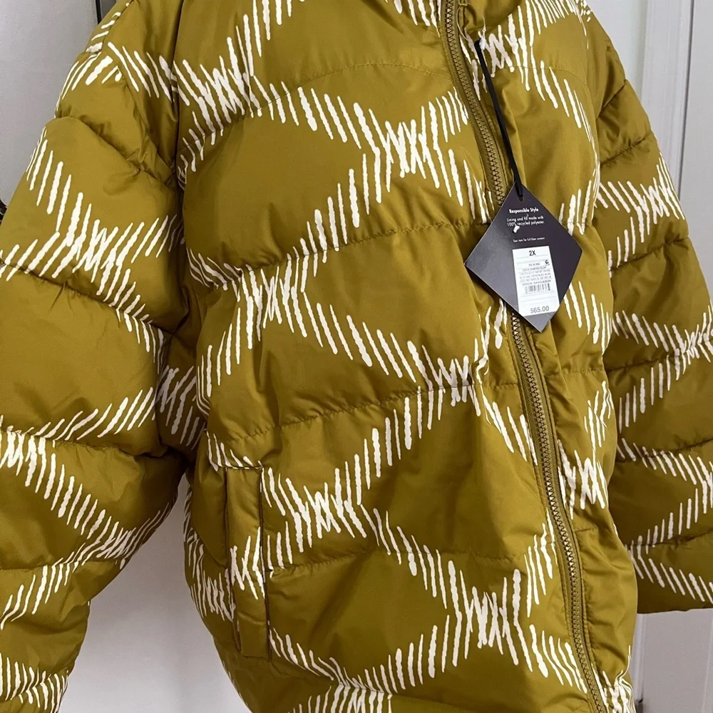 NEW AVA & VIV GREEN DIAMOND LADIES SHORT PUFFER HOODIE JACKET SIZE 2X - Picture 5 of 11